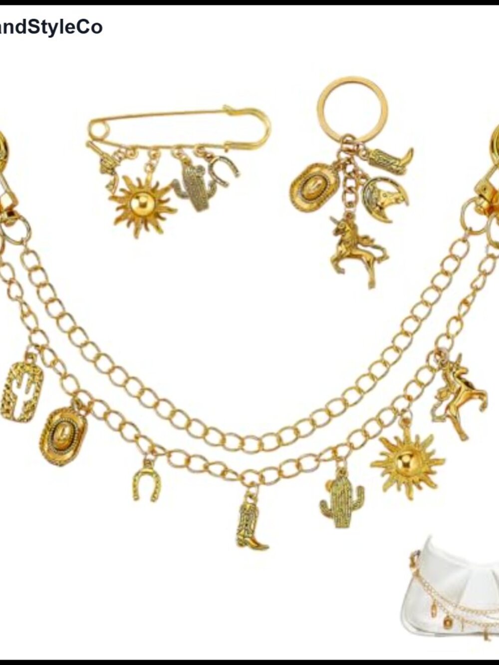 Aluminum Western Bag Charms Set Cowboy Sun Boot Keychain Purse